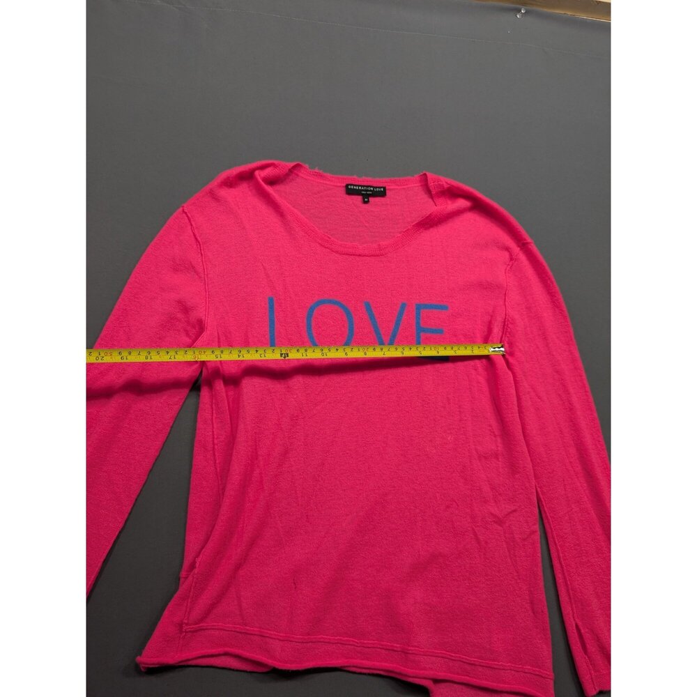 Generation Love NY Women's Pink LOVE Knit Long Sleeve Top M